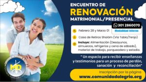 Encuentro de Renovación Matrimonial 28 Febrero y 1 de Marzo – Interno